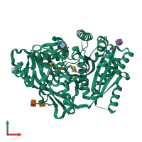 PDB entry 1w1q coloured by chain, front view.