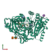 PDB entry 1w1r coloured by chain, front view.