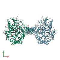 PDB entry 1w1v coloured by chain, front view.