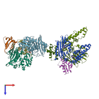 PDB entry 1w1w coloured by chain, top view.