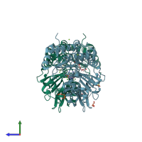 PDB entry 1w23 coloured by chain, side view.