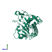 PDB entry 1w28 coloured by chain, side view.