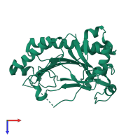 PDB entry 1w28 coloured by chain, top view.