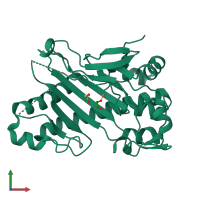 PDB entry 1w2a coloured by chain, front view.