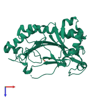 PDB entry 1w2a coloured by chain, top view.