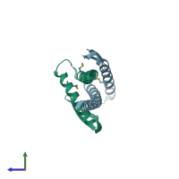 PDB entry 1w2e coloured by chain, side view.