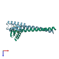 PDB entry 1w2e coloured by chain, top view.