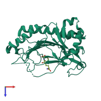 PDB entry 1w2o coloured by chain, top view.
