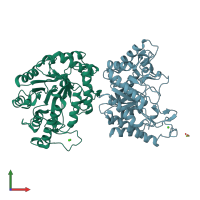 PDB entry 1w2v coloured by chain, front view.