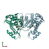 PDB entry 1w2y coloured by chain, front view.