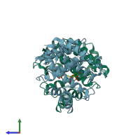 PDB entry 1w2y coloured by chain, side view.