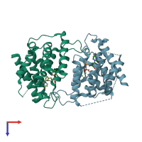 PDB entry 1w2y coloured by chain, top view.