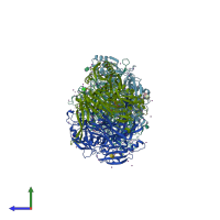 PDB entry 1w2z coloured by chain, side view.