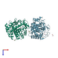 PDB entry 1w32 coloured by chain, top view.