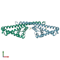 PDB entry 1w33 coloured by chain, front view.