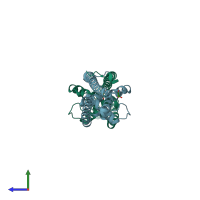 PDB entry 1w33 coloured by chain, side view.