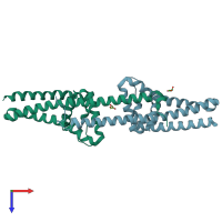PDB entry 1w33 coloured by chain, top view.