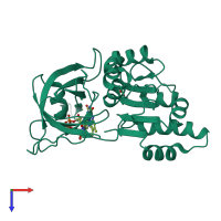 PDB entry 1w34 coloured by chain, top view.