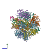 PDB entry 1w36 coloured by chain, side view.