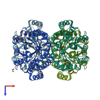 PDB entry 1w37 coloured by chain, top view.