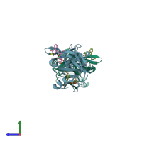 PDB entry 1w3c coloured by chain, side view.