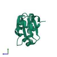 PDB entry 1w3e coloured by chain, side view.