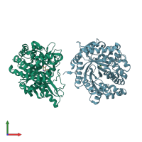 PDB entry 1w3j coloured by chain, front view.