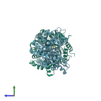 PDB entry 1w3j coloured by chain, side view.