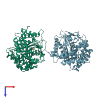 PDB entry 1w3j coloured by chain, top view.