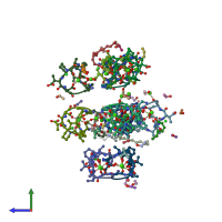 PDB entry 1w3m coloured by chain, side view.