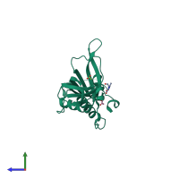 PDB entry 1w3r coloured by chain, side view.