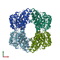 PDB entry 1w3t coloured by chain, front view.