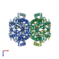 PDB entry 1w3t coloured by chain, top view.