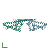 PDB entry 1w3z coloured by chain, front view.