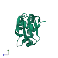 PDB entry 1w40 coloured by chain, side view.