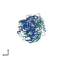 PDB entry 1w44 coloured by chain, side view.