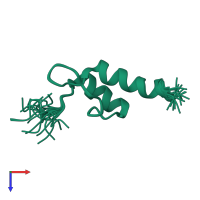 PDB entry 1w4j coloured by chain, ensemble of 20 models, top view.