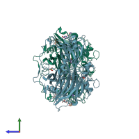 PDB entry 1w4n coloured by chain, side view.