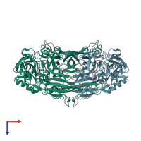 PDB entry 1w4n coloured by chain, top view.