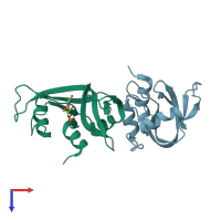 PDB entry 1w4o coloured by chain, top view.
