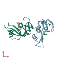 PDB entry 1w4q coloured by chain, front view.