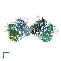 PDB entry 1w4r coloured by chain, top view.
