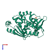 PDB entry 1w4t coloured by chain, top view.