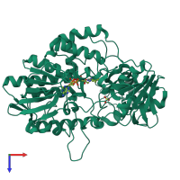 PDB entry 1w4x coloured by chain, top view.