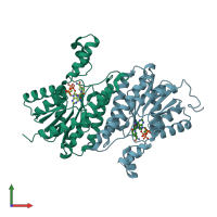 PDB entry 1w4z coloured by chain, front view.