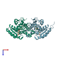 PDB entry 1w4z coloured by chain, top view.