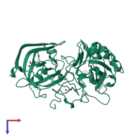 PDB entry 1w50 coloured by chain, top view.