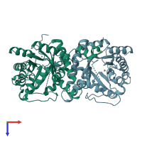 PDB entry 1w54 coloured by chain, top view.