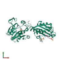 PDB entry 1w57 coloured by chain, front view.