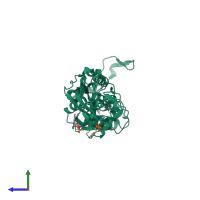 PDB entry 1w57 coloured by chain, side view.